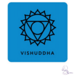 Blauw symbool van het Vishuddha chakra, het keelchakra, dat communicatie en zelfexpressie vertegenwoordigt.