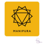 Geel symbool van het Manipura chakra, het zonnevlechtchakra, dat persoonlijke kracht en wilskracht symboliseert.