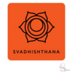 Oranje symbool van het Svadhishthana chakra, dat staat voor creativiteit en emotionele balans.